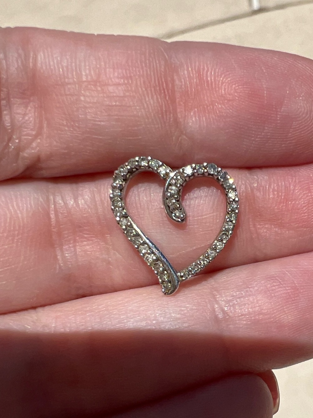Diamond Sterling Silver Heart pendant for necklace Sparkling Heart Accent